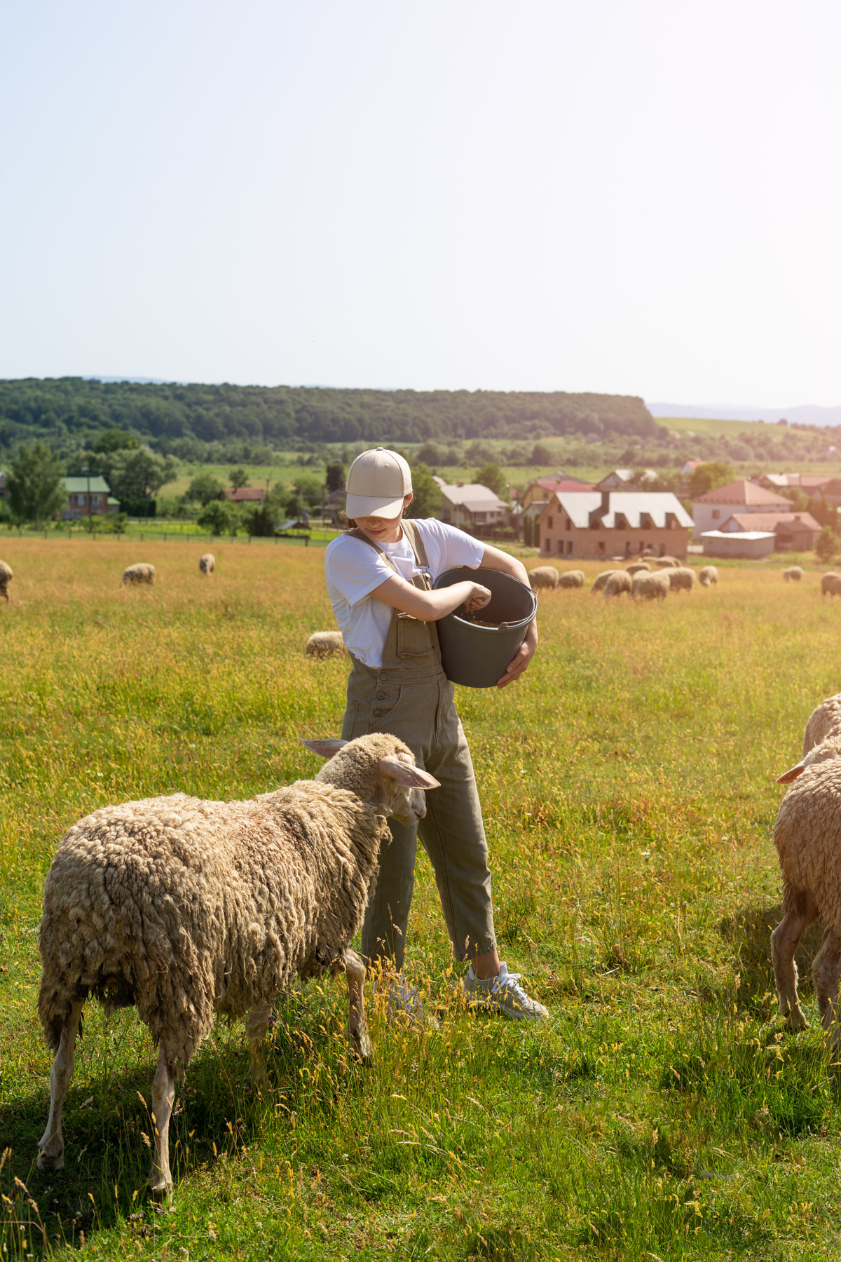 full-shot-woman-holding-bucket-with-food